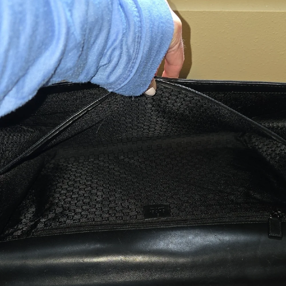 Gucci Black Leather Briefcase with Silver Lock